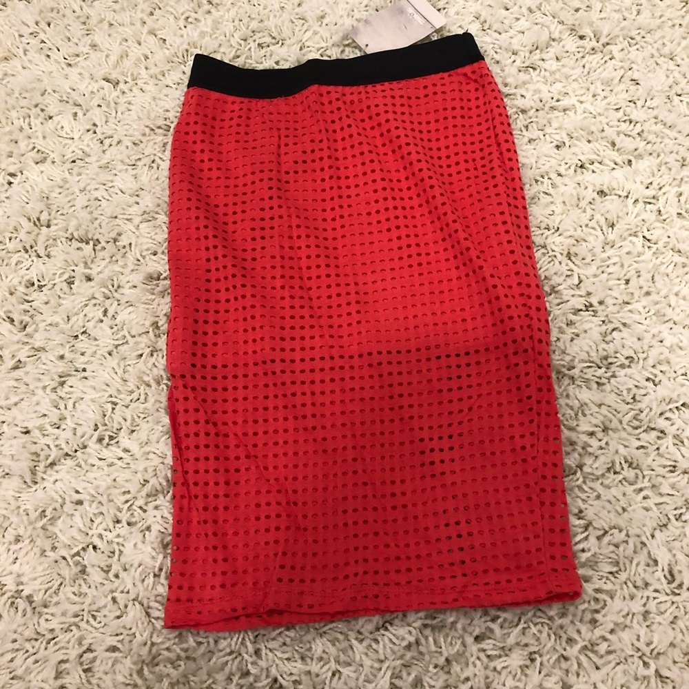 NWT Zara Trafaluc Perforated Midi Skirt S